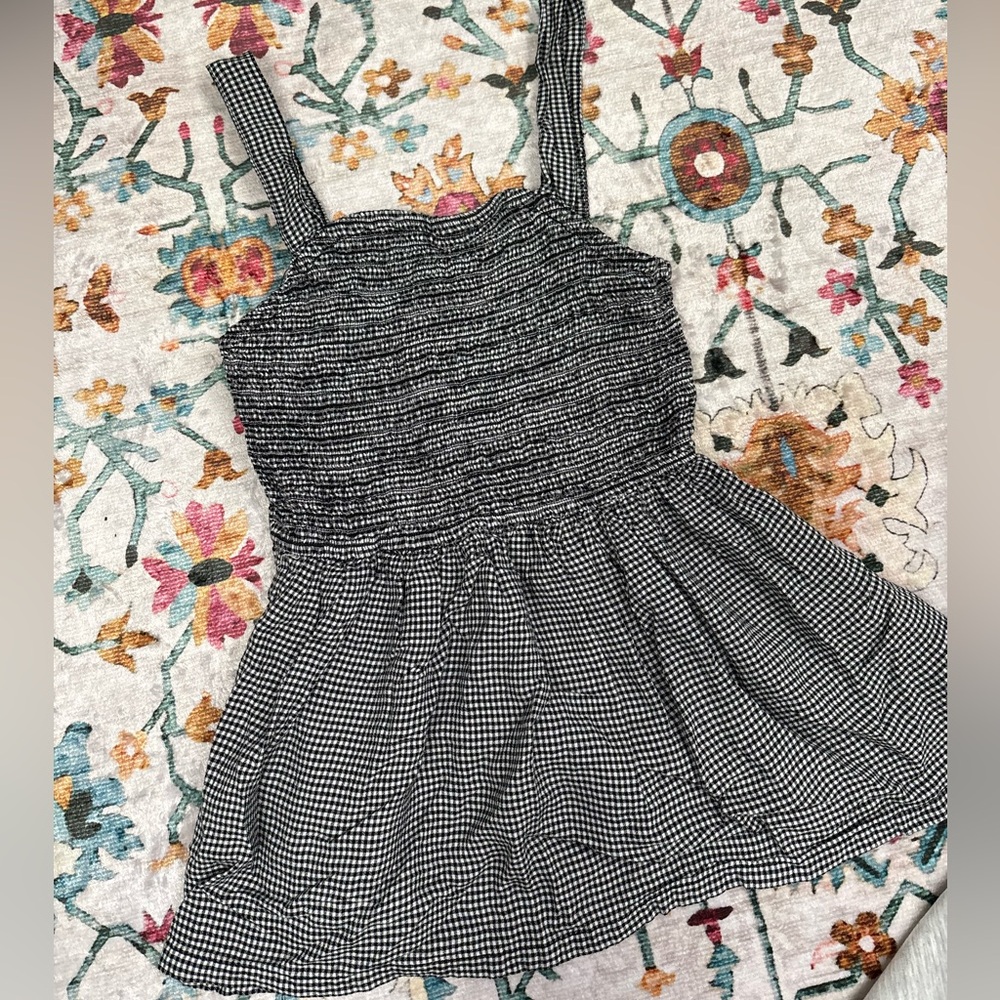 Japna Black and White Gingham Babydoll Tank Top